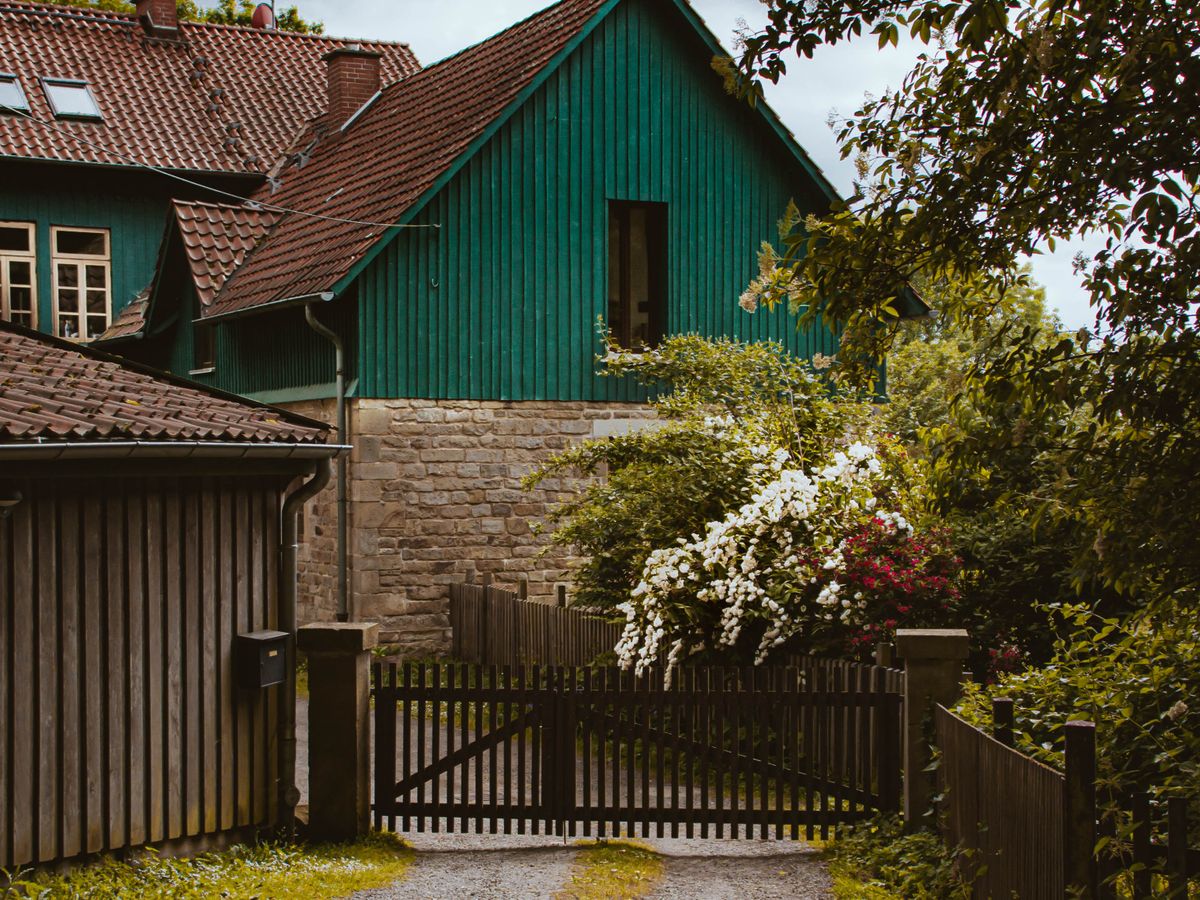 Wooden entry gate on a rural property